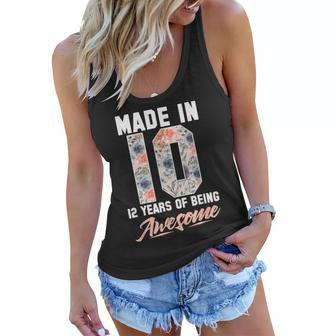 Made In 2010 12 Years Of Being Awesome 12Th Birthday Flowers Women Flowy Tank - Seseable