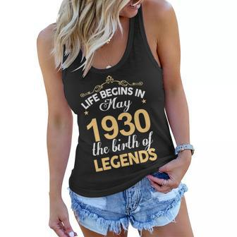 May 1930 Birthday Life Begins In May 1930 V2 Women Flowy Tank - Seseable