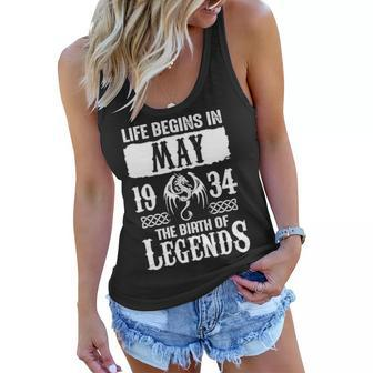 May 1934 Birthday Life Begins In May 1934 Women Flowy Tank - Seseable