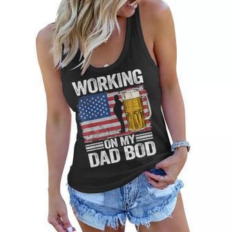 Mens Working On My Dad Bod 4Th Of July Beer American Flag Dada Women Flowy Tank - Seseable