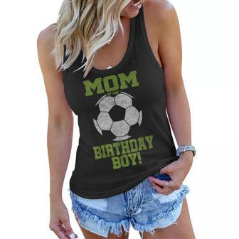Mom Of The Birthday Boy Soccer Lover Vintage Retro Women Flowy Tank - Seseable
