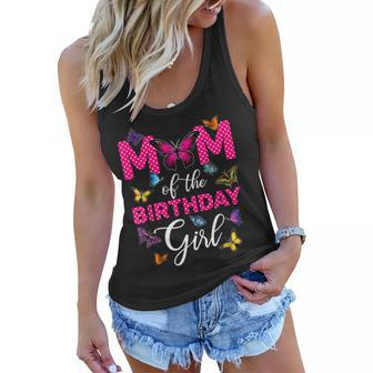 Mom Of The Birthday Girl Butterfly Mama Mommy 1St Bday Women Flowy Tank - Seseable