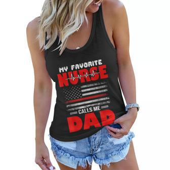 My Favorite Nurse Calls Me Dad - Fathers Day Or 4Th Of July Women Flowy Tank - Seseable