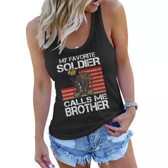 My Favorite Soldier Calls Me Brother Proud Army Bro Women Flowy Tank | Mazezy