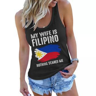 My Wife Is Filipino Nothing Scare Me Philippine Pride Flag Women Flowy Tank | Mazezy