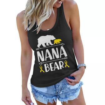 Nana Bear Childhood Cancer Awareness Grandma Of A Warrior Women Flowy Tank | Mazezy