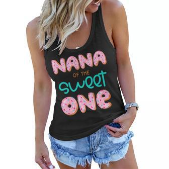 Nana Of The Sweet One First Birthday Matching Family Donut Women Flowy Tank - Seseable
