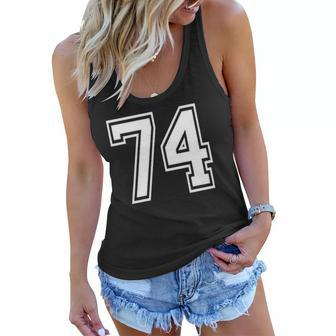 Number 74 Birthday 74Th Sports Player Team Numbered Jersey Women Flowy Tank | Mazezy