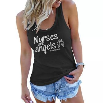 Nurses Are Angels In Comfy Shoes Nurse Gift Women Flowy Tank | Mazezy