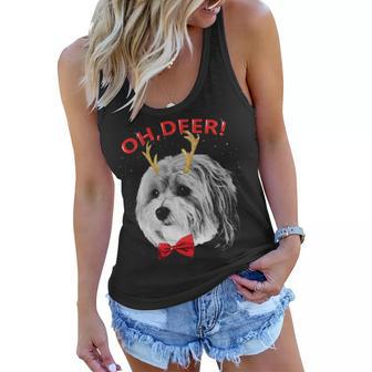 Oh Deer Havanese Xmas Red Bowtie V2 Women Flowy Tank - Monsterry CA