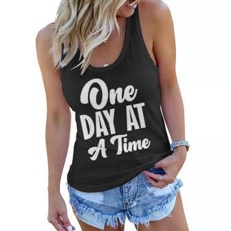 One Day At A Time Sobriety And Addiction Recovery Women Flowy Tank | Mazezy