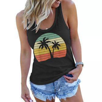 Palm Tree Vintage Retro Style Tropical Beach Women Flowy Tank | Mazezy