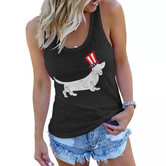 Patriotic American Dachshund 4Th Of July Uncle Sam Women Flowy Tank - Seseable