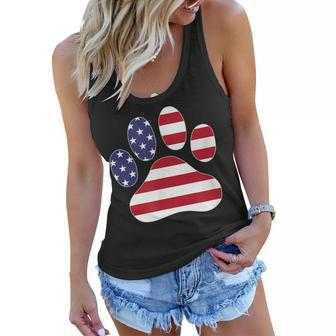 Patriotic Dog Paw Print For 4Th Of July Women Flowy Tank - Seseable
