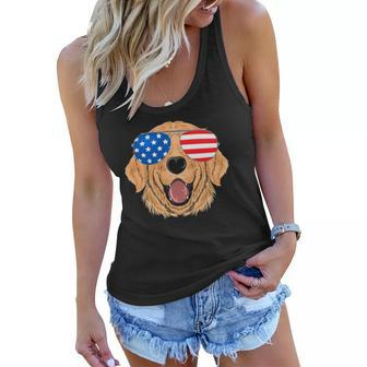 Patriotic Golden Retriever Dog 4Th Of July Gift Women Flowy Tank | Mazezy