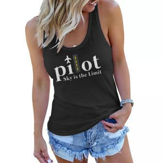 Pilot Sky Is The Limit Funny Plane Pilot Aircraft Lover Women Flowy Tank | Mazezy CA