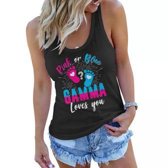 Pink Or Blue Gamma Loves You Gender Reveal Baby Party Women Flowy Tank | Mazezy