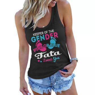 Pink Or Blue Tata Loves You Gender Reveal Women Flowy Tank | Mazezy
