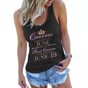Queens Are Born In June Best Queens Are Born On June 19 Gift Women Flowy Tank | Mazezy