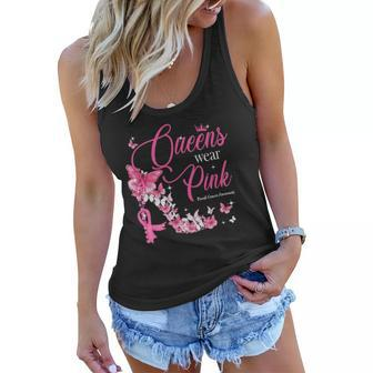 Queens Wear Pink Breast Cancer Awareness Butterfly High Heel Women Flowy Tank | Mazezy