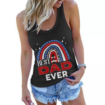Rainbow Best Dad Ever Fathers Day 4Th Of July Patriotic Women Flowy Tank - Seseable