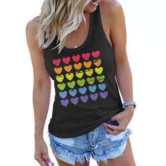 Rainbow Flag Hearts Gay Pride Lgbtq Women Flowy Tank | Mazezy