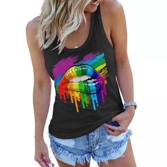 Rainbow Lips Lgbt Pride Month Rainbow Flag Women Flowy Tank | Mazezy