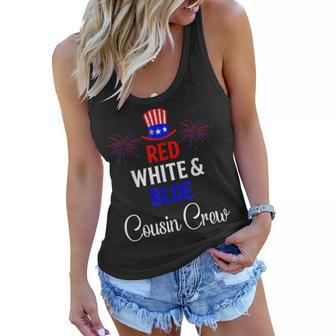 Red White & Blue Cousin Crew 4Th Of July Firework Matching Women Flowy Tank - Seseable