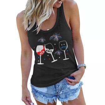 Red White And Blue Funny Wine Glass For 4Th Of July Women Flowy Tank - Seseable