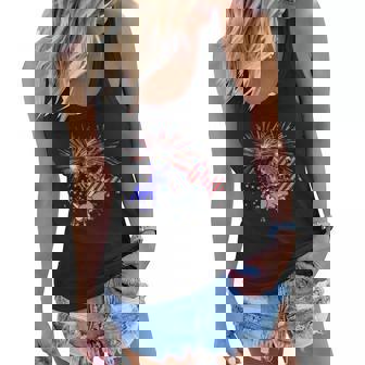 Red White Blue Donkey Fireworks 4Th Of July Gifts Women Flowy Tank | Mazezy