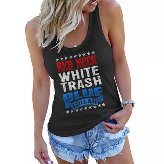 Redneck White Trash Blue Collar Back Design America Women Flowy Tank | Mazezy