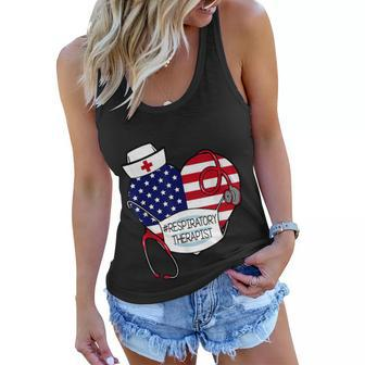 Respiratory Therapist Love America 4Th Of July For Nurse Dad Women Flowy Tank - Seseable