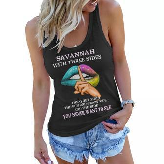 Savannah Name Gift Savannah With Three Sides Women Flowy Tank - Seseable