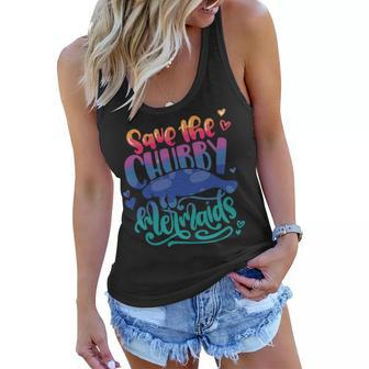 Save The Chubby Mermaids Funny Mermaid Women Flowy Tank | Favorety UK