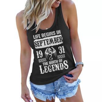 September 1931 Birthday Life Begins In September 1931 Women Flowy Tank - Seseable