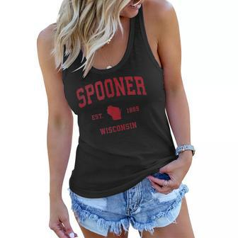 Spooner Wisconsin Wi Vintage Sports Design Red Print Women Flowy Tank | Mazezy