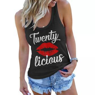 Twenty Licious Sexy Lips Funny 20Th Birthday Party Outfit Women Flowy Tank - Seseable