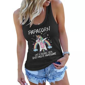 Unicorn Dabbing Papacorn Like Normal Papa Only More Awesome Women Flowy Tank | Mazezy