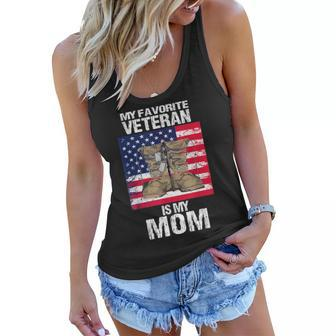 Veteran Mom Proud Son Kids Veterans Day Us Veteran Mother Women Flowy Tank - Seseable