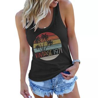 Vintage 1971 Sunset Palm Tree 51 Years Old Gifts 51St Birthday Women Flowy Tank | Mazezy