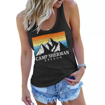 Vintage Camp Sherman Oregon Mountain Hiking Souvenir Print T Shirt Women Flowy Tank - Monsterry DE