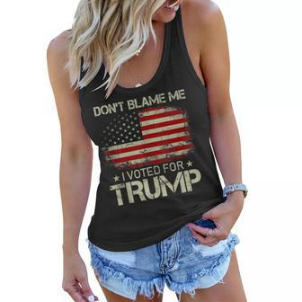 Vintage Dont Blame Me I Voted For Trump Usa Flag Patriots Women Flowy Tank - Seseable