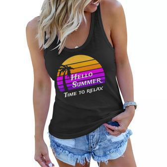 Vintage Hello Summer Its Time To Relax Women Flowy Tank | Mazezy