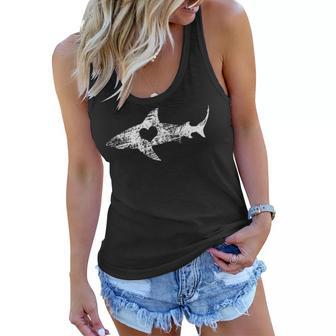 Vintage Shark Silhouette Hammerhead Shark Tiger Shark Heart 158 Trending Shirt Women Flowy Tank | Favorety CA