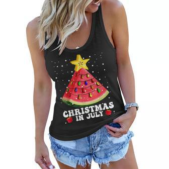 Watermelon Christmas Tree Christmas In July Summer Vacation V2 Women Flowy Tank - Seseable