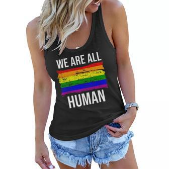 We Are All Human Pride Rainbow Ally Top Gay Pride Flag Women Flowy Tank | Mazezy