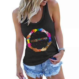 We Rise Together LGBTQ Pride Social Justice Equality Ally V2 Women Flowy Tank - Monsterry