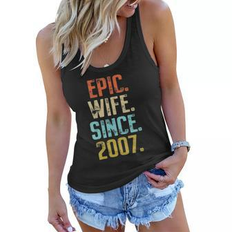 Womens 15Th Wedding Anniversary For Her Best Epic Wife Since 2007 Married Couples Women Flowy Tank | Mazezy