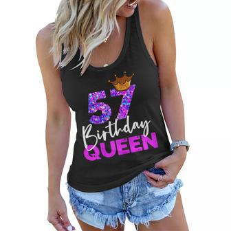 Womens 57Th Birthday Queen Crown Gift For Her Fifty-Seventh Bday Women Flowy Tank - Seseable