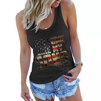 Womens Awesome Like My Sons 4Th July Flag Proud Dad Father Day Women Flowy Tank - Seseable